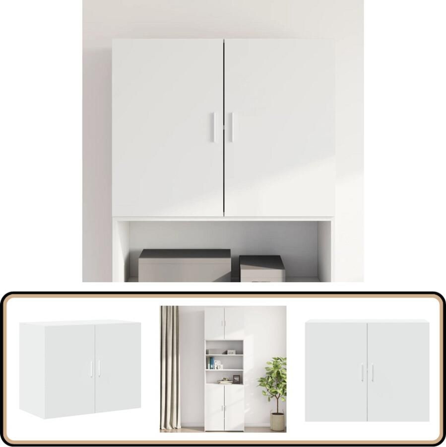 VidaXL Wandkast 80x42 5x64 cm Bewerkt hout Wit Hangkast Wandkast Opbergkast Houten Kast Wit Kast