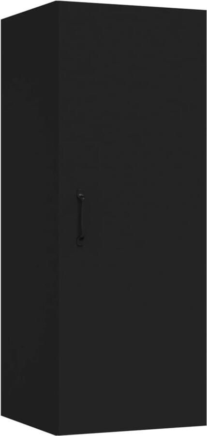 VidaXL Wandkast 90 cm Zwart Bewerkt Hout Hangkast Wandkast Houten Kast Opbergkast Badkamermeubilair