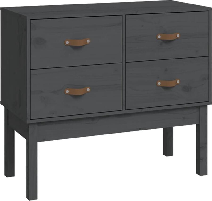 VidaXL Wandkast Massief Grenenhout Grijs Wandkast Grenoble Hout Opbergkast Living Room Furniture Salontafel - Foto 2