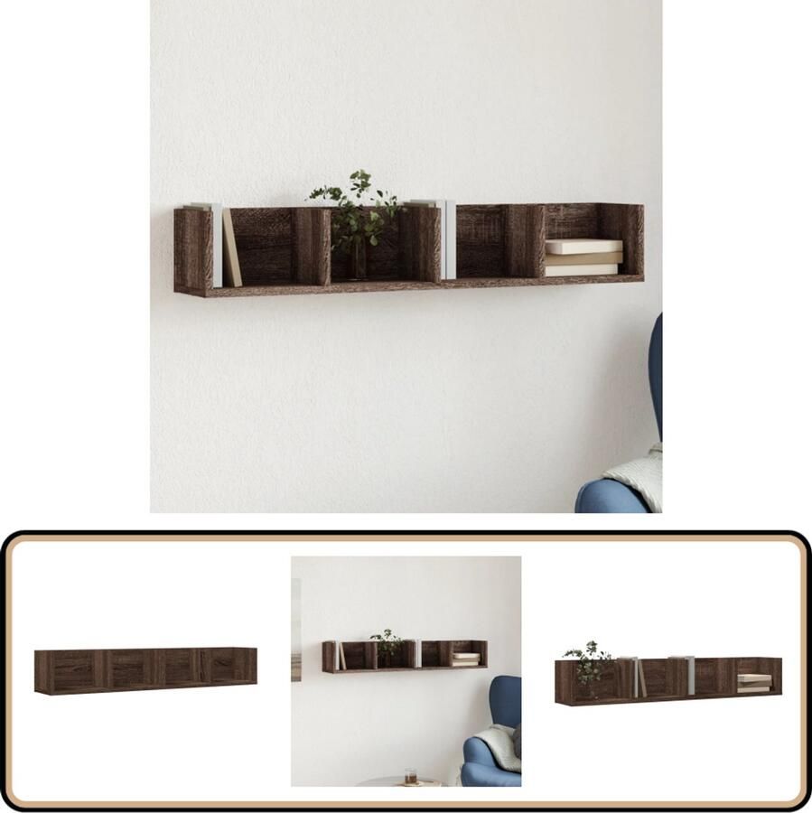 The Living Store Wandkast 99x18x16 5 cm bewerkt hout bruin eikenkleurig Wandkast Houten Kast Hangkast Bergruimte Opbergvak