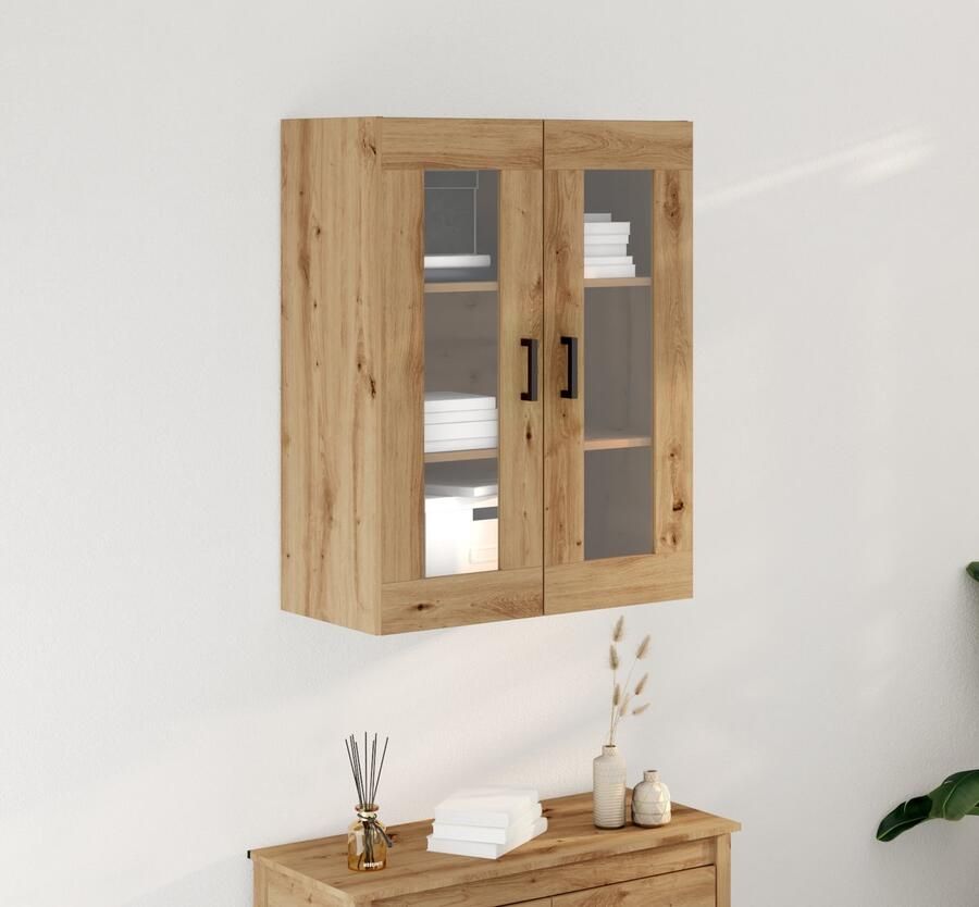 VidaXL Wandkast artisanaal eikenkleurig 69.5 x 34 x 90 cm Bewerkt hout