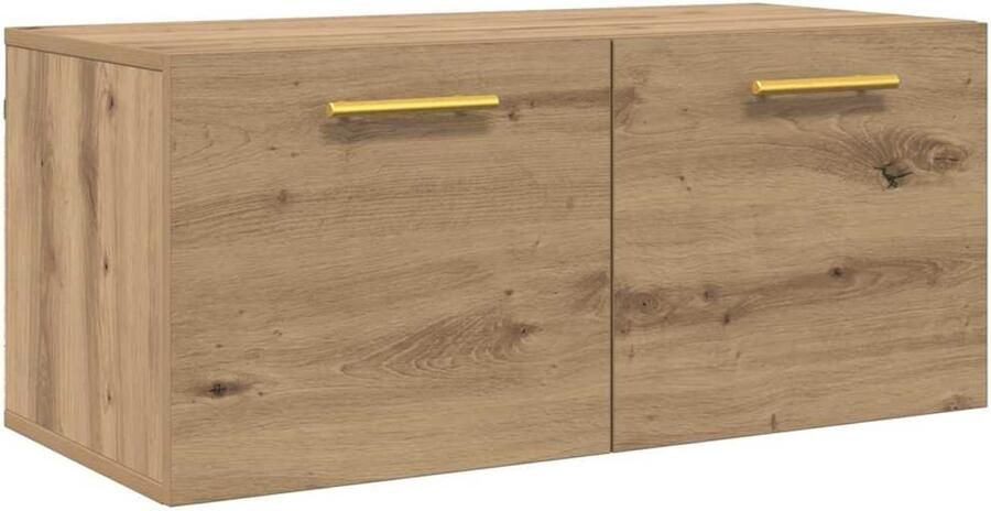 VidaXL Wandkast artisanaal eikenkleurig 80 x 36.5 x 35 cm Bewerkt hout
