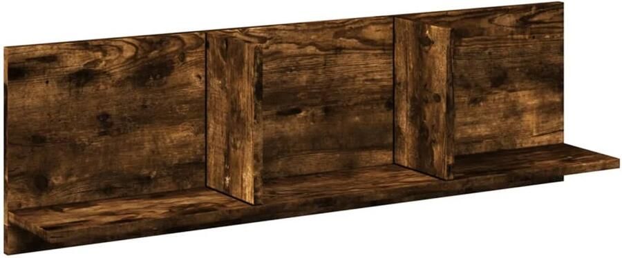 The Living Store Wandkast 100x16 5x30 cm bewerkt hout gerookt eikenkleurig Wandkast Houten Kast Bergruimte Zwevende Kast Badkamermeubel