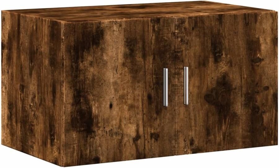 The Living Store Wandkast 70x42 5x40 cm bewerkt hout gerookt eikenkleurig Hangkast Wandkast Houten Kast Opbergkast Badkamermeubel
