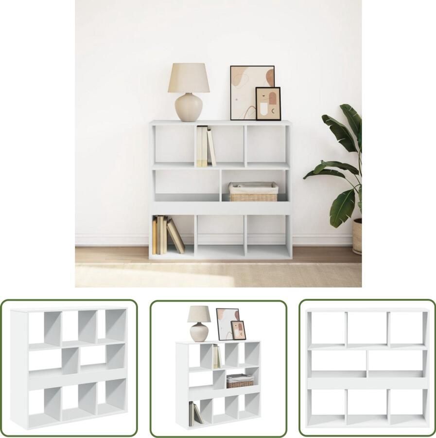 The Living Store Boekenkast kamerscherm 100x33x94 5 cm wit Boekenkast Wandkast Opslagruimte Houten Boekenkast Witte Boekenkast