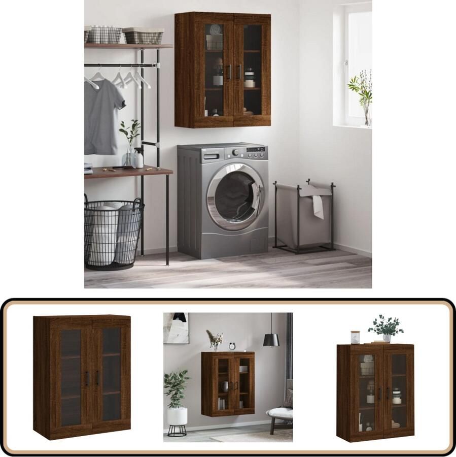 VidaXL Wandkast Bruin Eiken 69 5x34x90 cm Hangkast Wandkast Houten Kast Bruine Eiken Opbergkast