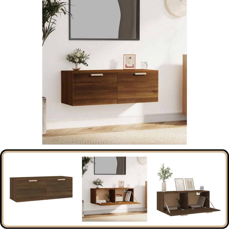 VidaXL Wandkast Bruineiken 100x36 5x35 cm Wandkast Houten Kast Bruine Kast Bergruimte Tv Stand Salontafel Livingroom Furniture