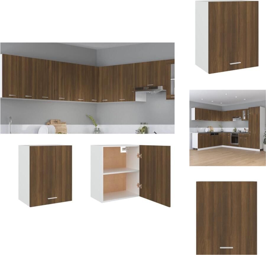 VidaXL Hangkast Hangkasten Hangende Kast Keukenkast Hangkast 50x31x60 cm bewerkt hout bruin eikenkleur