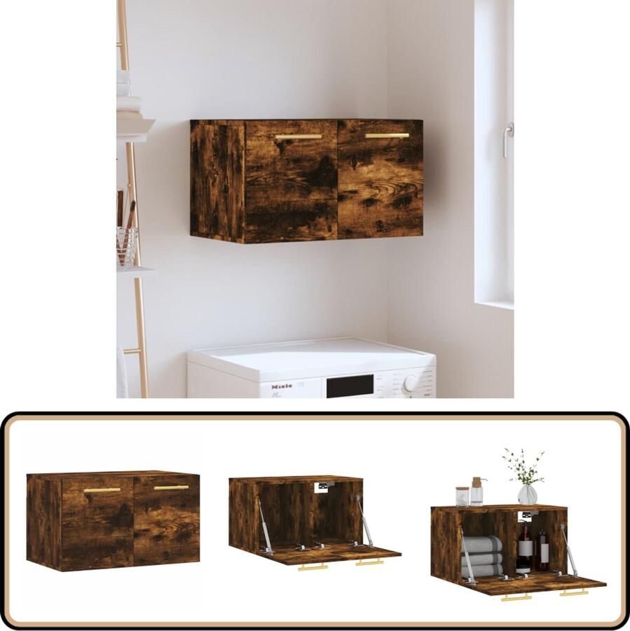 VidaXL Wandkast Gerookt Eiken 60x36 5x35 cm Zwevende Wandkast Houten Kast Bruine Kast Bergruimte Wandmontage Decoratief