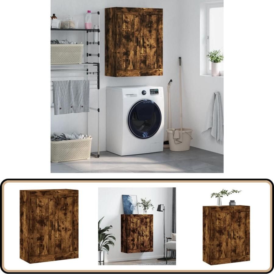 VidaXL Wandkast Gerookt Eiken 69 5x34x90 cm Wandkast Houten Kast Opbergkast Keukenkast Living Kast