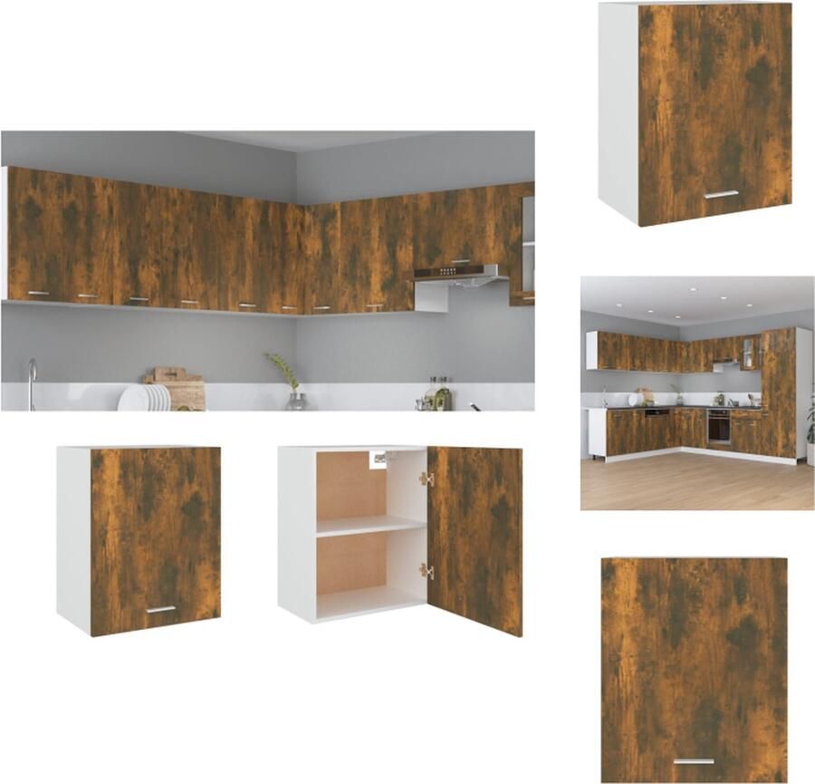 VidaXL Hangkast Hangkasten Hangende Kast Keukenkast Hangkast 50x31x60 cm bewerkt hout gerookt eikenkleurig
