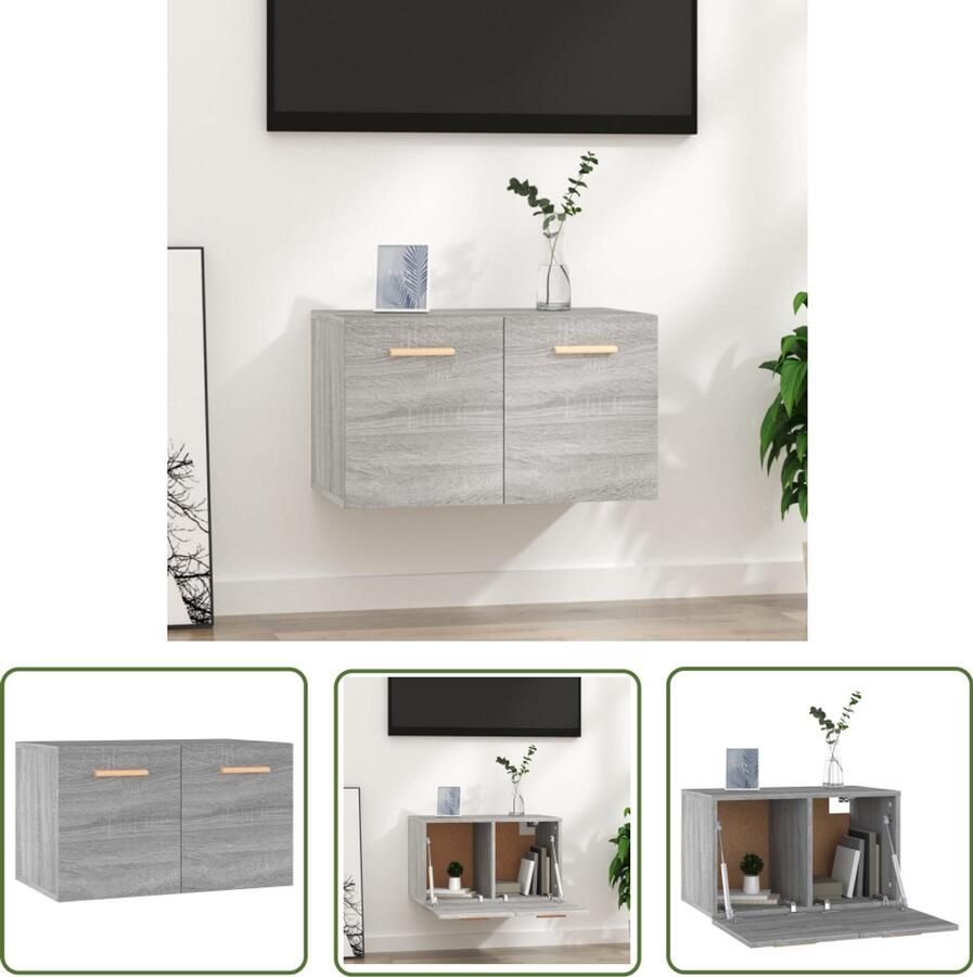 VidaXL Wandkast Grijs Sonoma Eiken 60x36 5x35 cm Wandkast Houten Kast Grijze Kast Salontafel Bergruimte Opslagoplossing