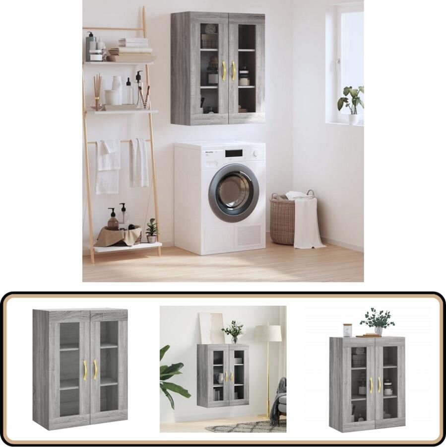 VidaXL Wandkast Grijs Sonoma Eiken 69 5x34x90 cm Wandkast Houten Kast Grijze Kast Salontafel Bergruimte