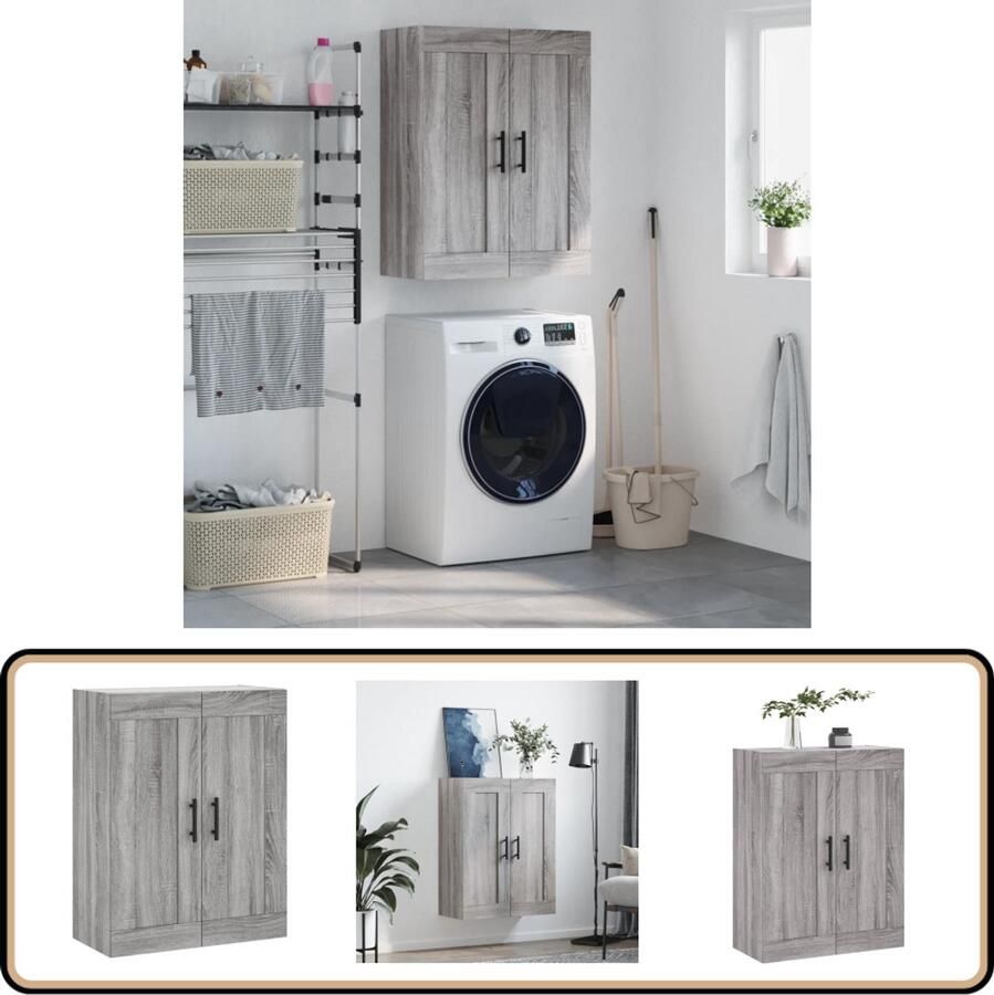 VidaXL Wandkast Grijs Sonoma Eiken 69 5x34x90 cm Wandkast Opbergkast Grijze Kast Houten Kast Salontafel