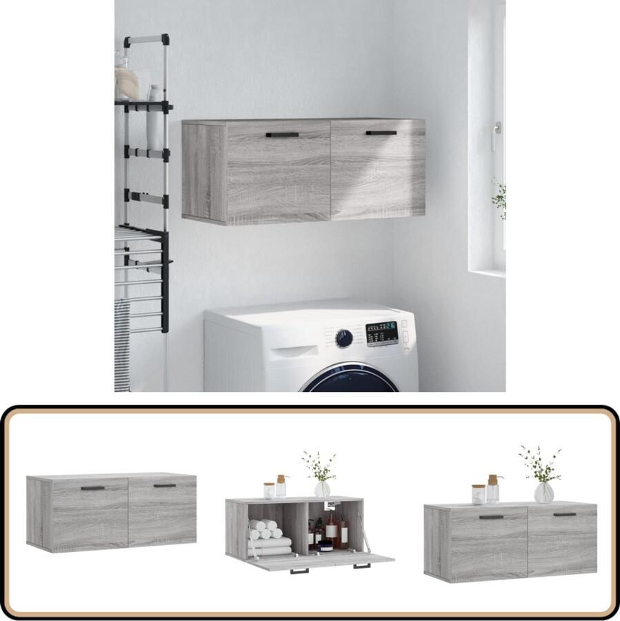 VidaXL Wandkast Grijs Sonoma Eiken 80x36 5x35 cm Wandkast Houten Kast Grijze Kast Opbergkast Salontafel Badkamermeubel Slaapkamerinrichting