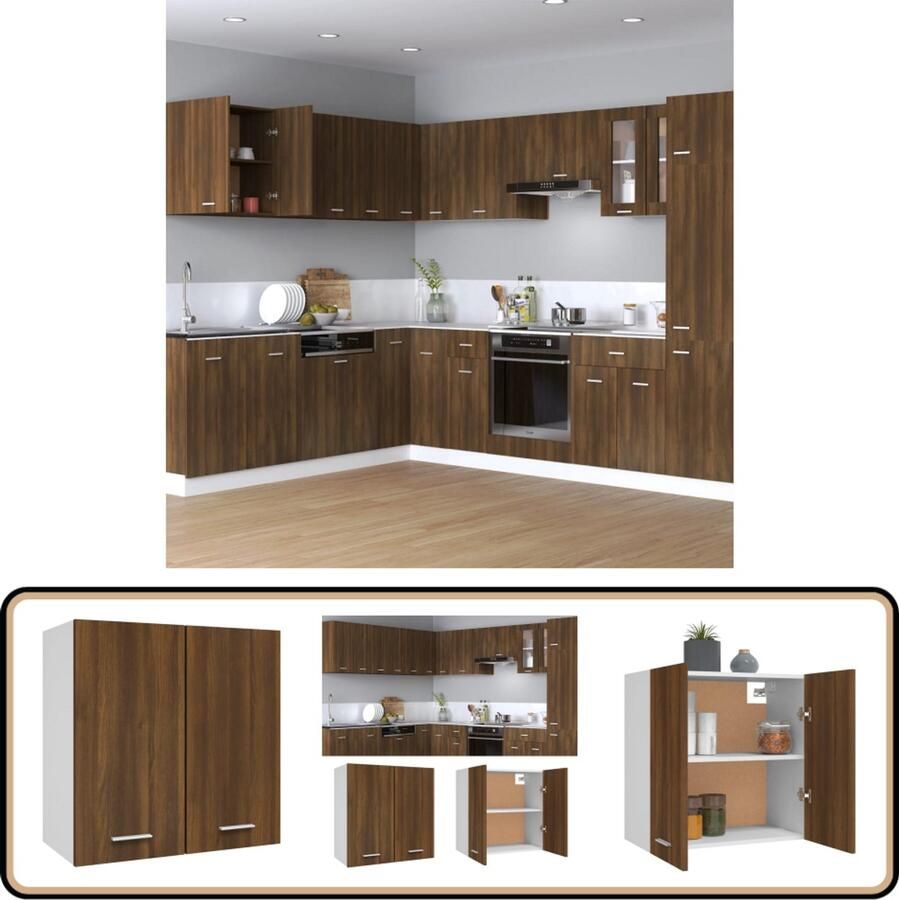 VidaXL Wandkast Hangend 60x31x60 cm Bruineiken Hangkast Keukenkast Opbergkast Houten Kast Bruine Kast