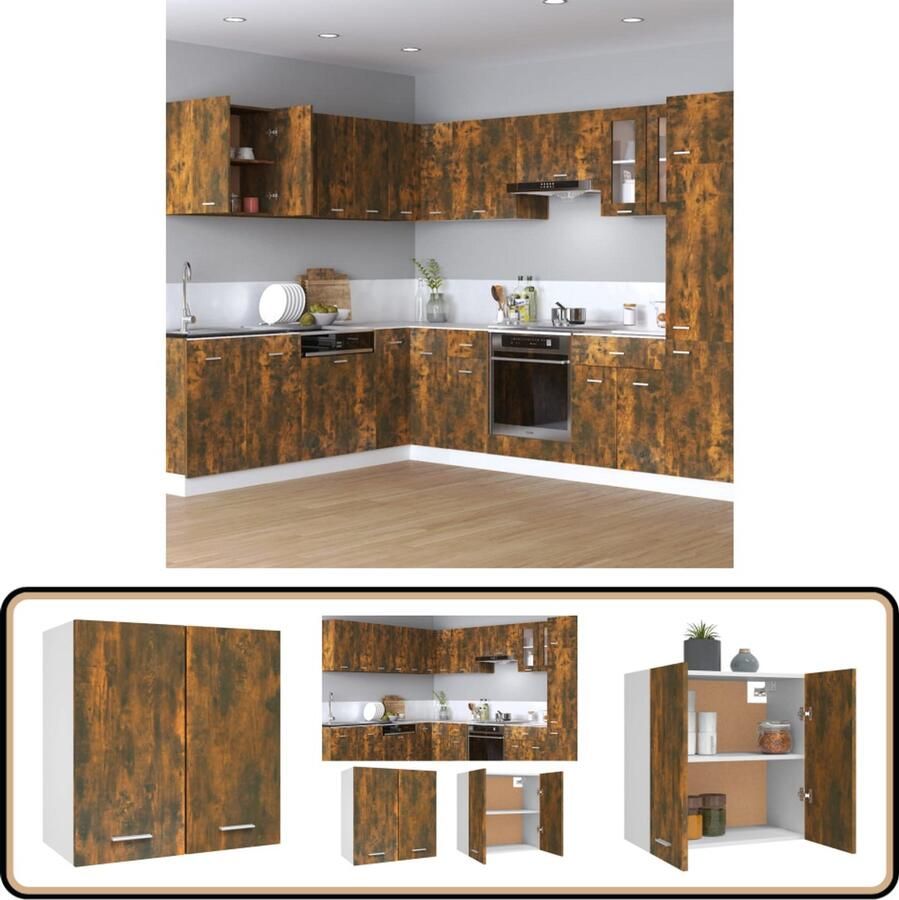 VidaXL Wandkast Hangend 60x31x60 cm Gerookt Eiken Hangkast Keukenkasten Opbergkast Houten Kast Badkamerkast
