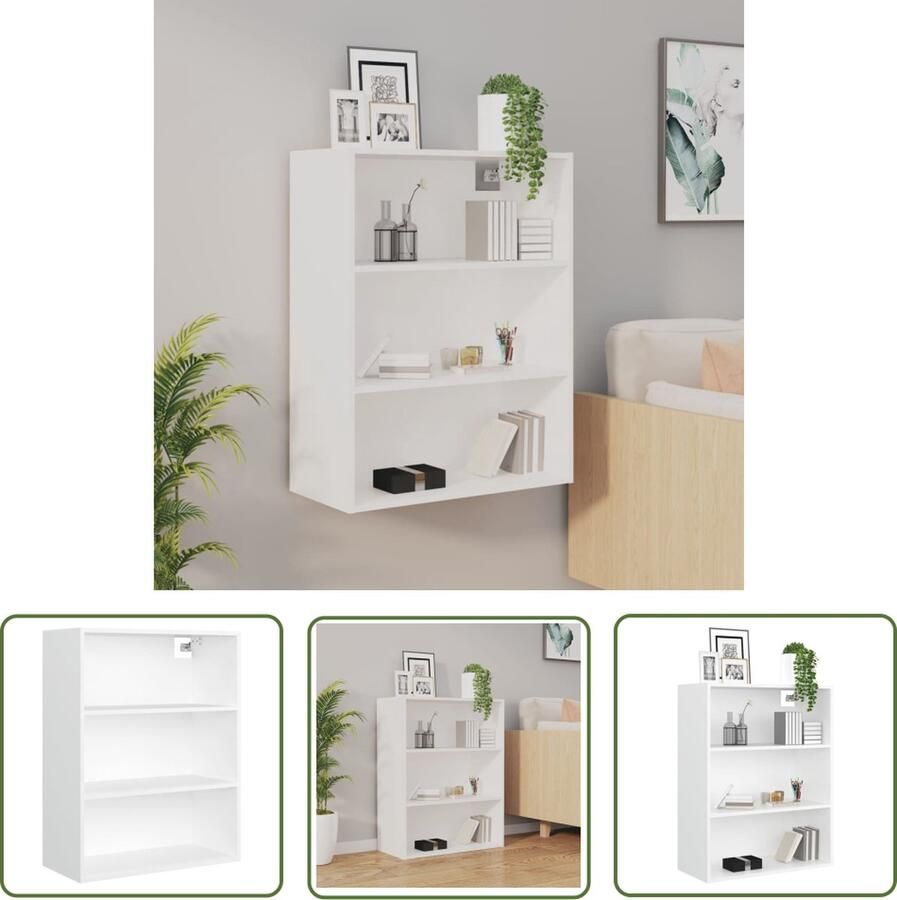 The Living Store Hangkast 69 5x32 5x90 cm wit Hangkast Wandkast Witte Kast Opbergkast Houten Kast