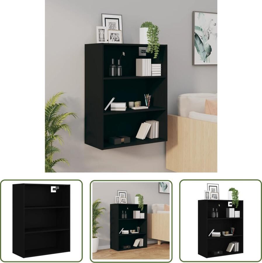 The Living Store Hangkast 69 5x32 5x90 cm zwart Hangkast Wandkast Opbergkast Houten Kast Zwarte Kast