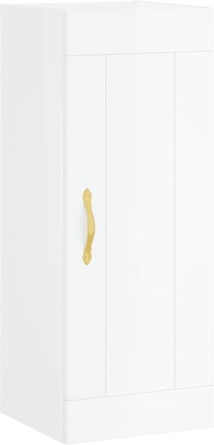 VidaXL Wandkast Hoogglans Wit 34 5x34x90 cm Wandkast Opbergkast Keukenopstelling Badkamermeubilair Living Meubels - Foto 2