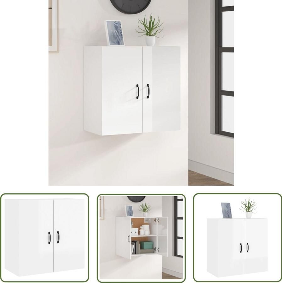 VidaXL Wandkast Hoogglans Wit 60x31x60 cm Wandkast Opbergkast Witte Kast Houten Kast Keukenkast Woonkamerkast Slaapkamerkast