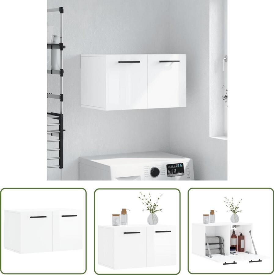 VidaXL Wandkast Hoogglans Wit 60x36 5x35 cm Wandkast Houten Kast Witte Kast Opslagkast Badkamerkast Woonaccessoires Modern Meubilair Minimalistische Kast