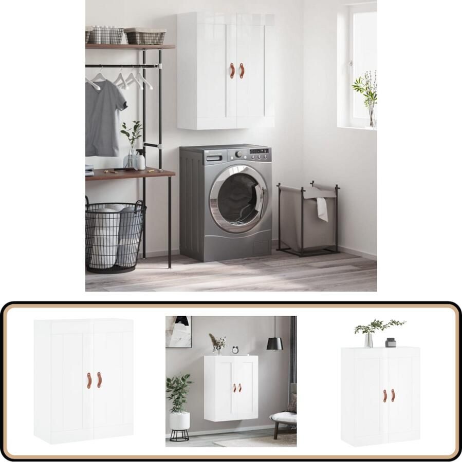 VidaXL Wandkast Hoogglans Wit 69 5x34x90 cm Hangkast Wandkast Opbergkast Keukenkast Houten Kast