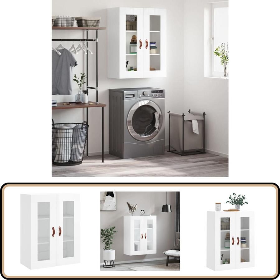 VidaXL Wandkast Hoogglans Wit 69 5x34x90 cm Wandkast Hangkast Opslagoplossing Keukenopslag Badkamerkast - Foto 2