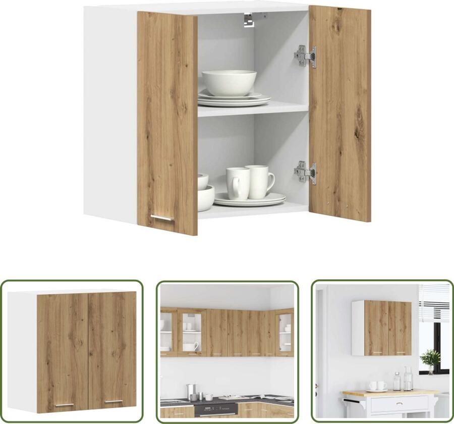 The Living Store Keukenwandkast 60x31x60 cm spaanplaat ambachtelijk eikenkleurig Keukenwandkast Opslagoplossing Houten Kast Eiken Kleur Keukeninrichting