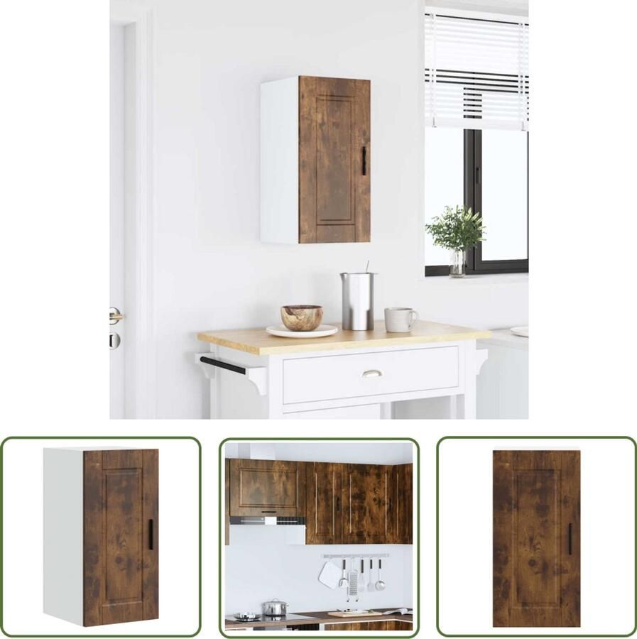 VidaXL Keukenwandkast Porto bewerkt hout gerookt eikenkleurig Keukenkast Wandkast Opbergkast Houten Kast Keukenopstelling