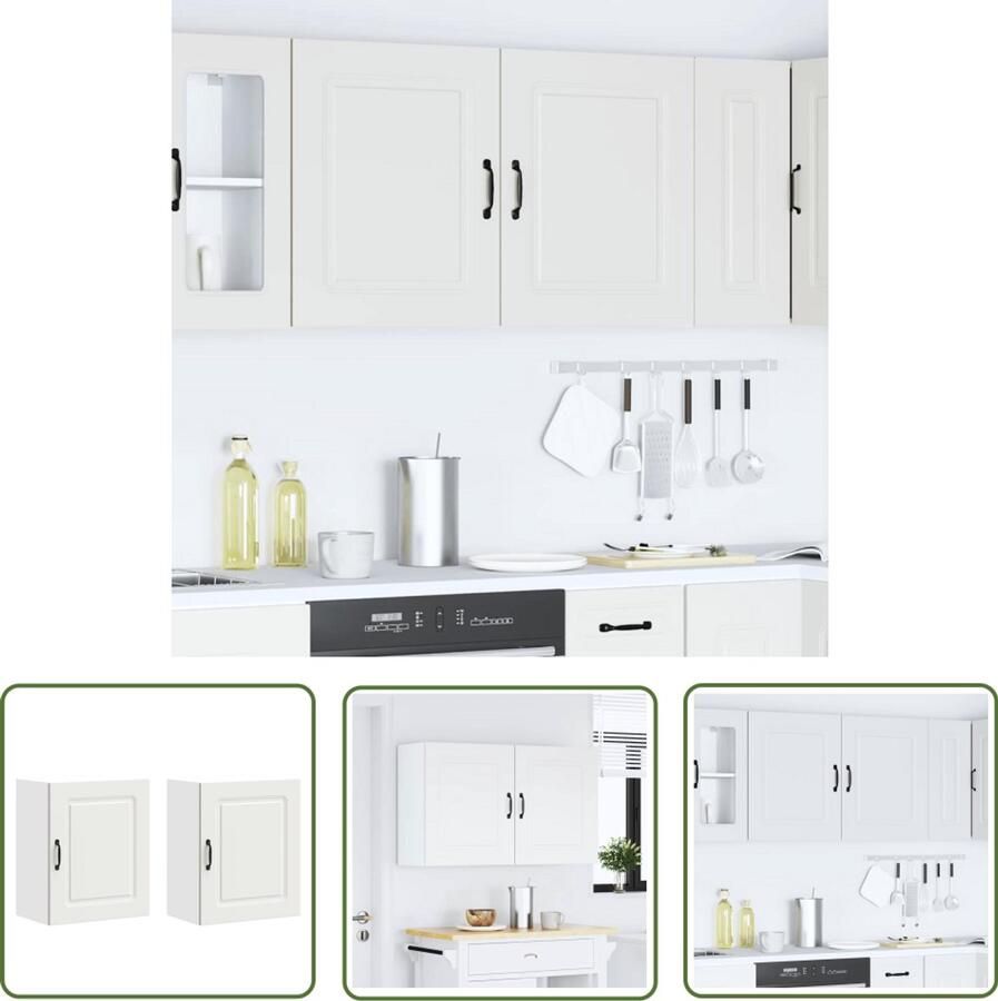 VidaXL Keukenwandkasten 2 st Kalmar bewerkt hout wit Keukenkast Wandkast Opslagruimte Houten Kast Wit