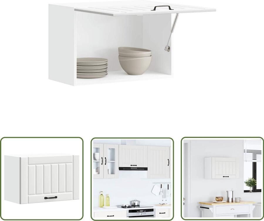 VidaXL Keukenwandkast Lucca bewerkt hout wit Keukenwandkast Wandkast Keukenopbergruimte Houten Kast Witte Kast