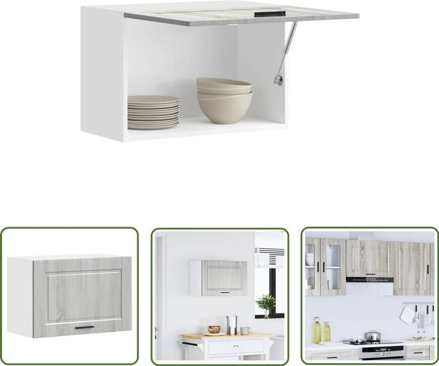 VidaXL Keukenwandkast Porto bewerkt hout grijs sonoma eiken Keukenwandkast Wandkast Keukenopstelling Opbergruimte Grijze Keuken