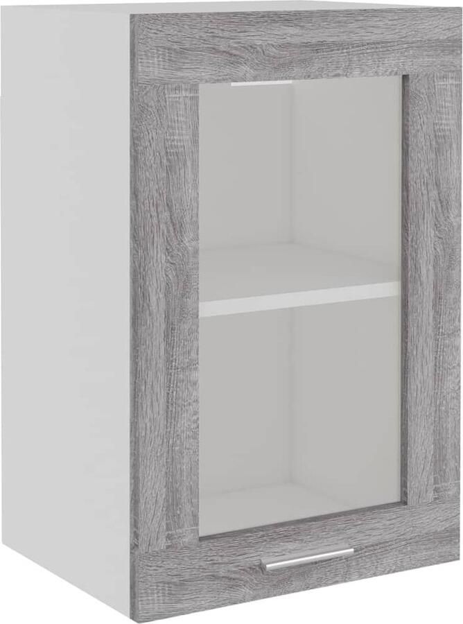 VidaXL Wandkast Lyon 40x31x60 cm glas en bewerkt hout grijs sonoma eiken - Foto 2