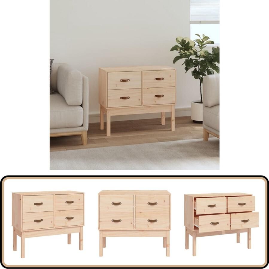 VidaXL Wandkast Massief Grenenhout 90x40x78 cm Wandkast Grenoble Hout Opbergkast Salontafel Bijzettafel - Foto 2