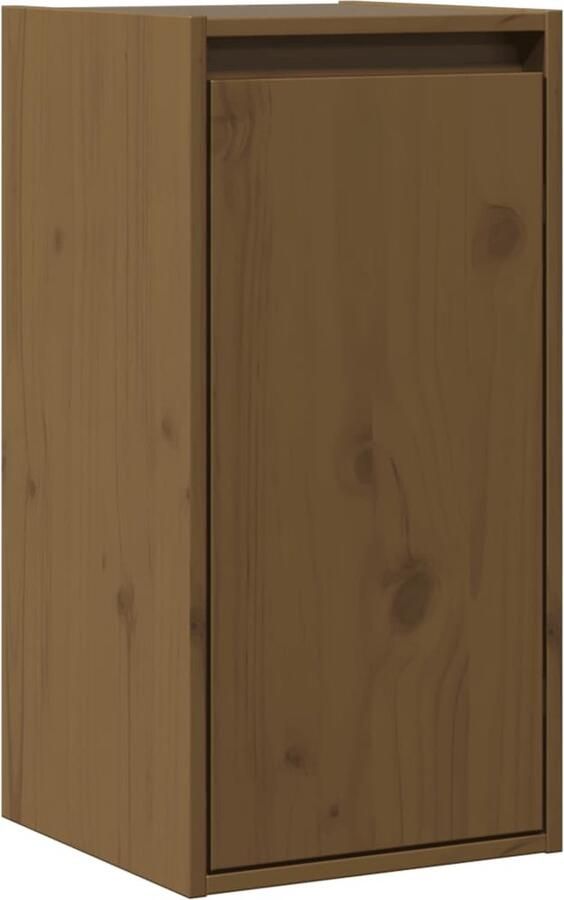 VidaXL Wandkast massief grenenhout honingbruin 30x30x60 cm Hangende Kast Wandkast Grenoble Hout Houten Kast Salontafel