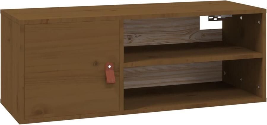 VidaXL Wandkast Massief Grenenhout Honingbruin Wandkast Grenoble Hout Honingbruin Opbergkast Salontafel