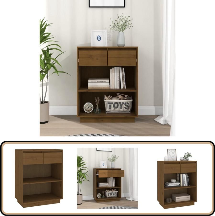 VidaXL Wandkast Massief Grenenhout Honingbruin Wandkast Grenoble Hout Opbergkast Salon Meubilair Kamer Meubel