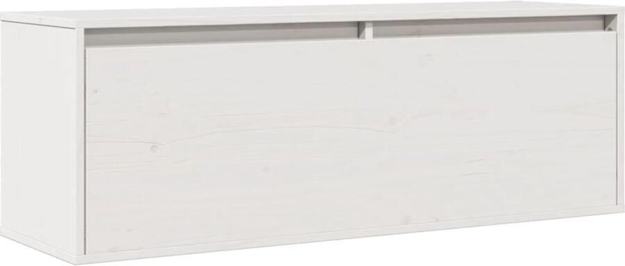 VidaXL Wandkast Massief Grenenhout Wit 100x30x35 cm Zwevende Kast Houten Kast Salontafel TV Meubel Hangkast