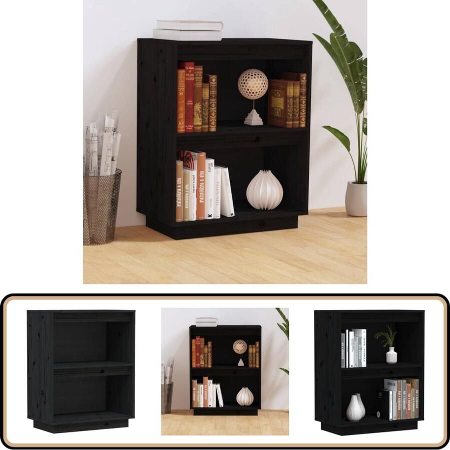 VidaXL Wandkast Massief Grenenhout Zwart 60x34x75 cm Wandkast Grenoble Hout Zwarte Wandkast Opbergkast Salontafel - Foto 2