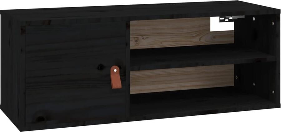 VidaXL Wandkast Massief Grenenhout Zwart 80x30x30 cm Houten Wandkast Grenoble Hout Opbergkast Tv Kast