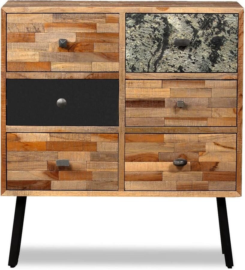 VidaXL Wandkast 6 lades Gerecycled teakhout Vintage Kast Landelijke Kast Teak Houten Kast Wandkast Met Laden Salontafel