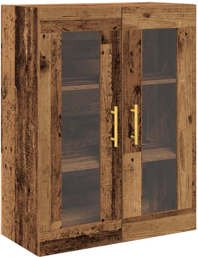 VidaXL Wandkast Wandgemonteerd Oud hout 69.5 x 34 x 90 cm Bewerkt hout