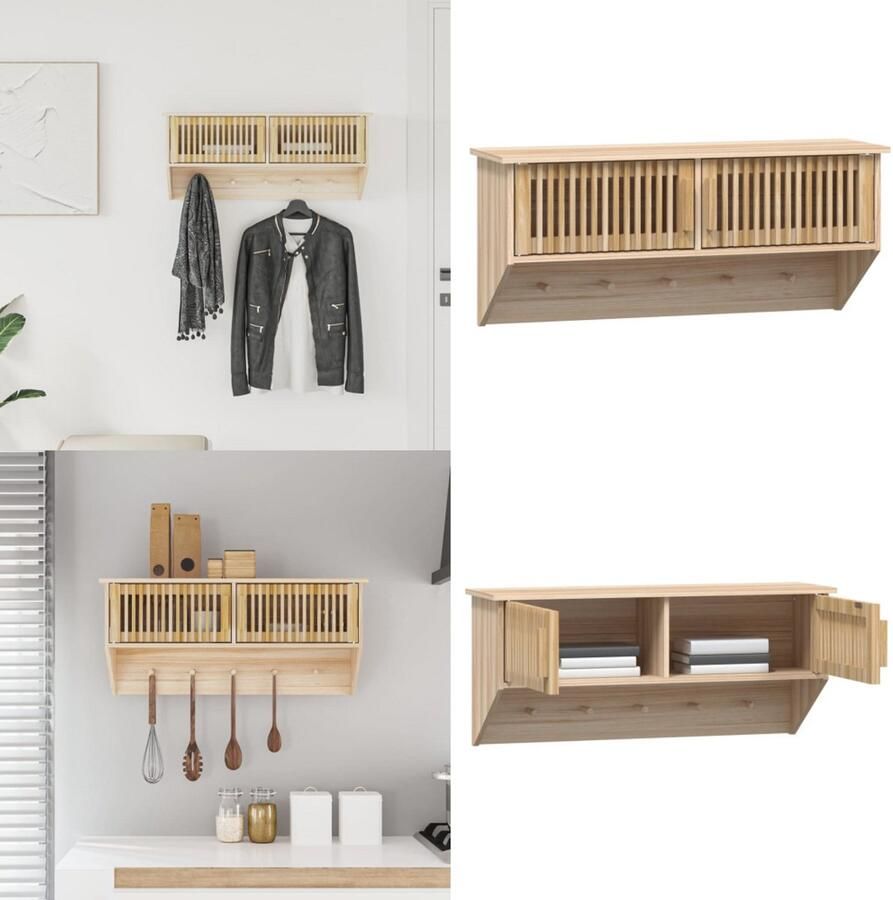 VidaXL Wandkast met haken 80x24x35 5 cm bewerkt hout Kapstok Kapstokken Kapstok Met Plank Kapstok Met Schap
