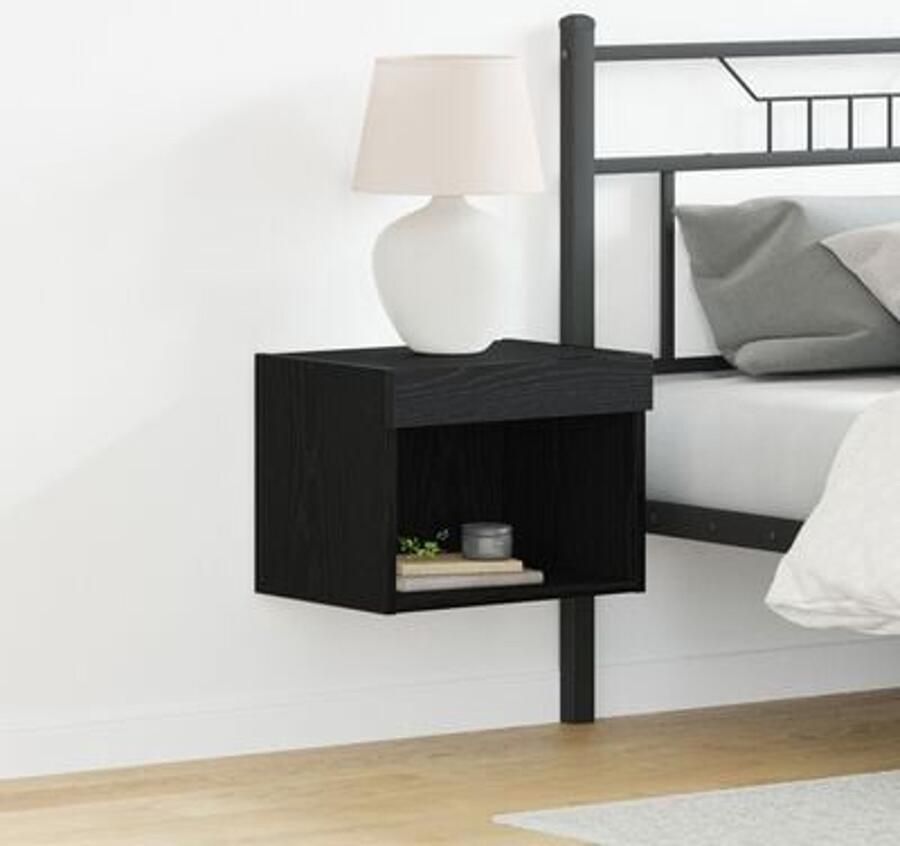 VidaXL TV Kast Wandgemonteerd Zwart eiken 40 x 30 x 30 cm Bewerkt hout