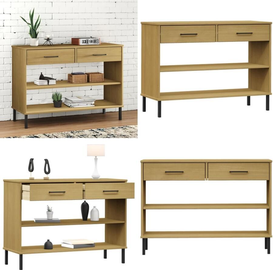 VidaXL Wandkast met metalen poten OSLO massief grenenhout bruin Wandkast Wandkasten Kast Kasten