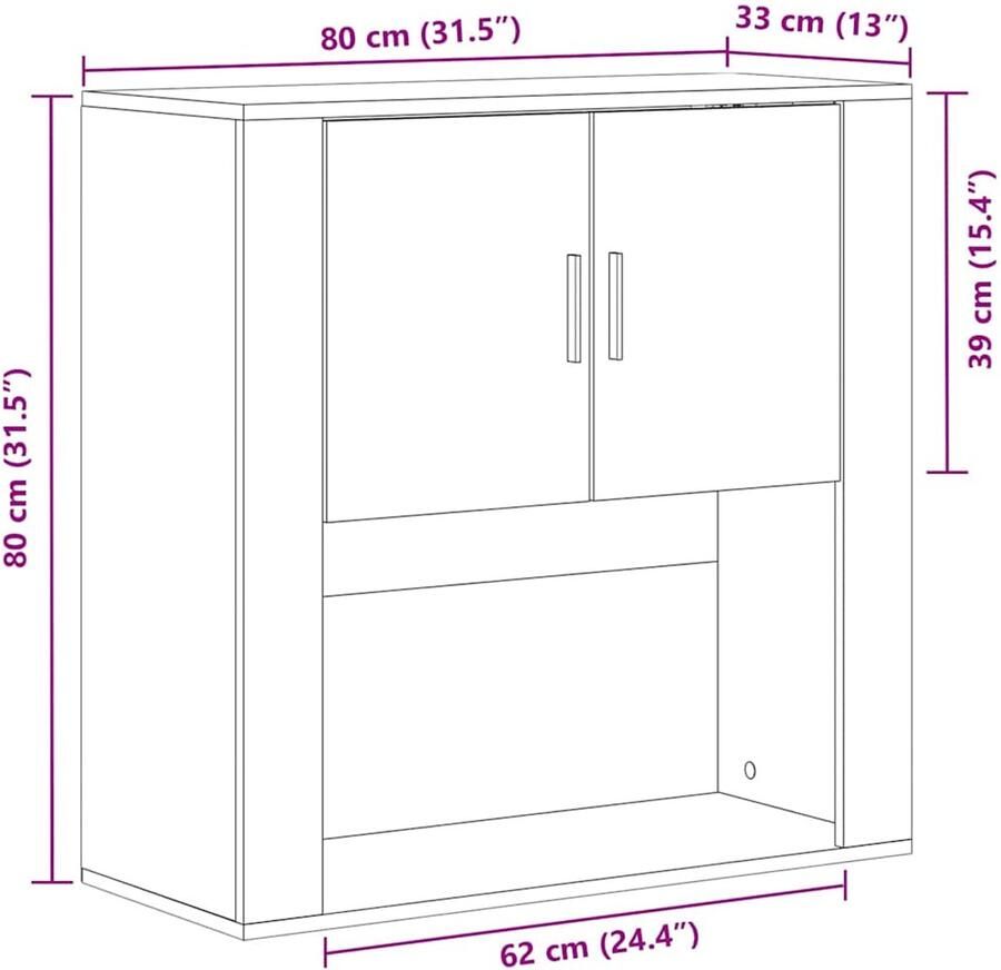 VidaXL Kast Oude hout Massief gerecycled hout 80 x 33 x 80 cm Kast - Foto 2
