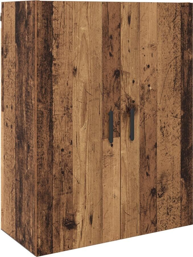 VidaXL Wandkast met plank met opslag met de deur Oud hout 69.5 x 34 x 90 cm Bewerkt hout