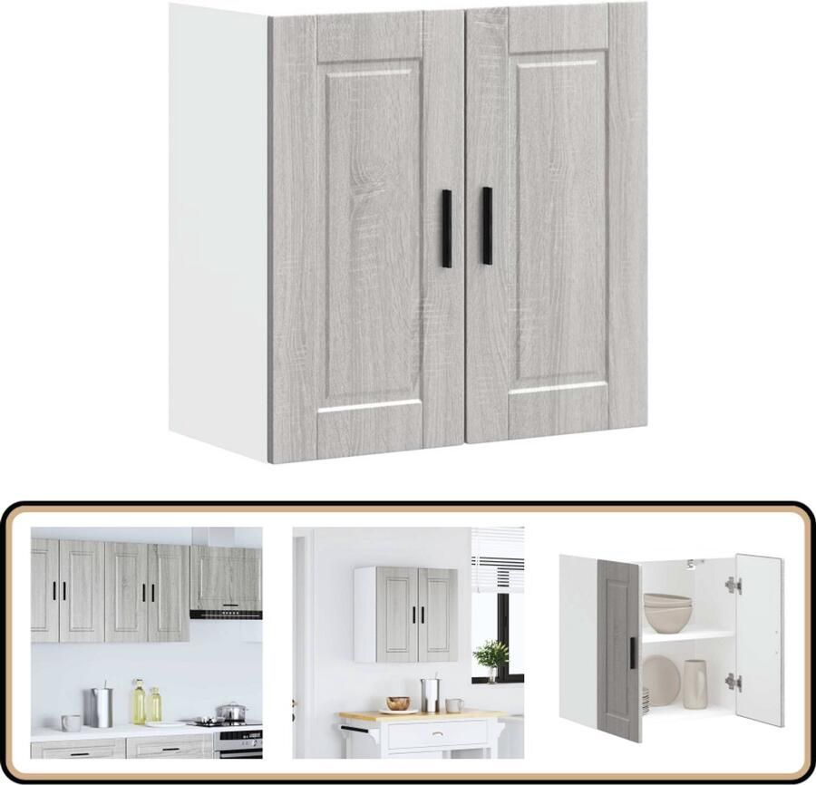 VidaXL Wandkast Porto Bewerkt Hout Grijs Sonoma Eiken Keukenkast Wandkast Opslagoplossing Keukenuitrusting Houten Kast