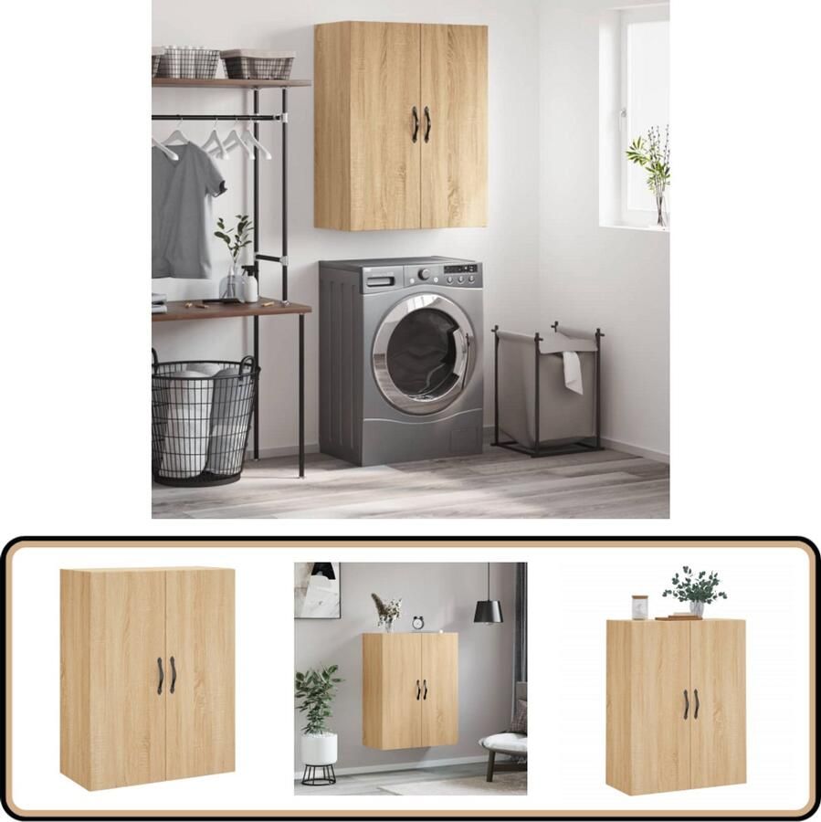VidaXL Wandkast Sonoma Eiken 69 5x34x90 cm Hout & IJzer Wandkast Hangkast Opbergkast Salontafel Tv Meubel